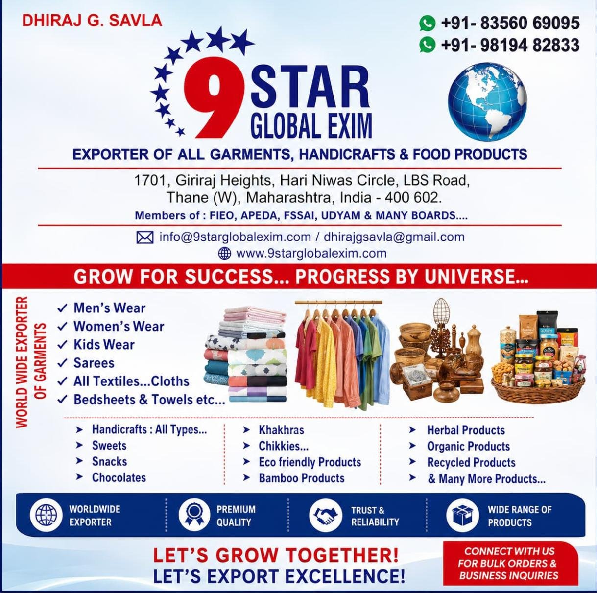 9 Star Global EXIM Business Card / Brochure